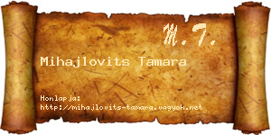 Mihajlovits Tamara névjegykártya